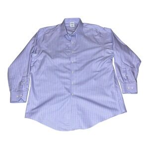 Brooks Brothers Regent 1818 Non Iron Dress Shirt Lavender Gingham Men 17.5 4/5